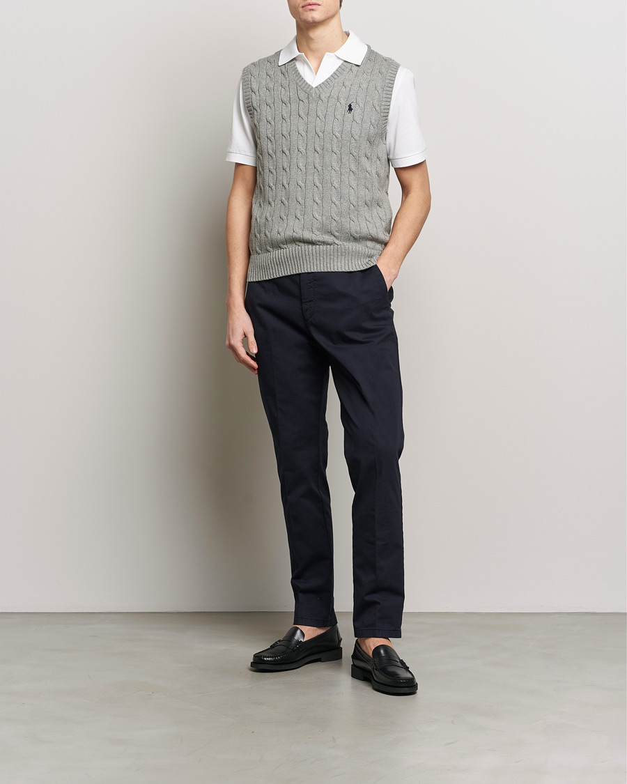 Herre | Gensere | Polo Ralph Lauren | Cotton Cable Vest Fawn Grey Heather