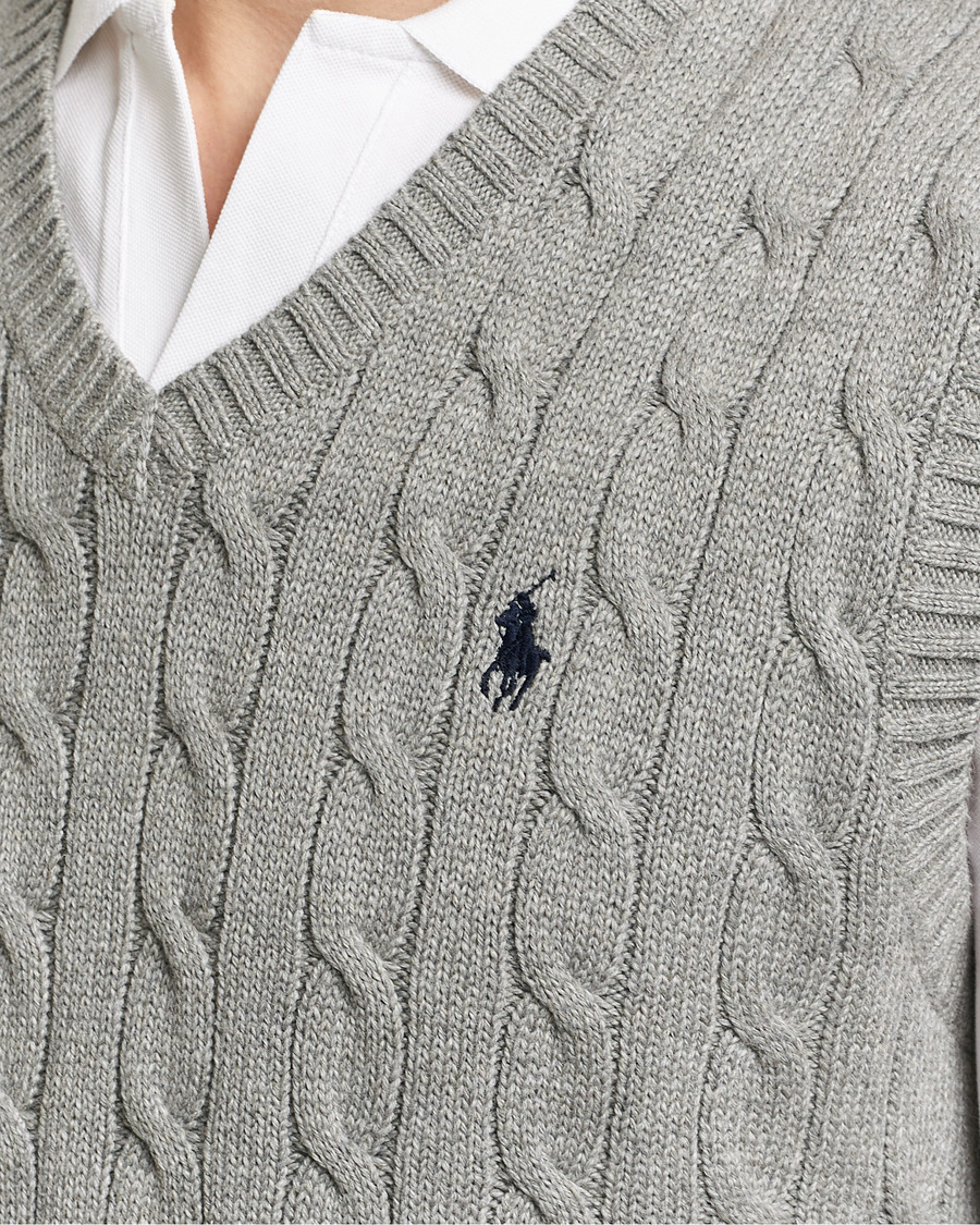 Herre | Gensere | Polo Ralph Lauren | Cotton Cable Vest Fawn Grey Heather