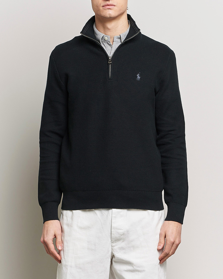 Herre | Gensere | Polo Ralph Lauren | Textured Half Zip Polo Black