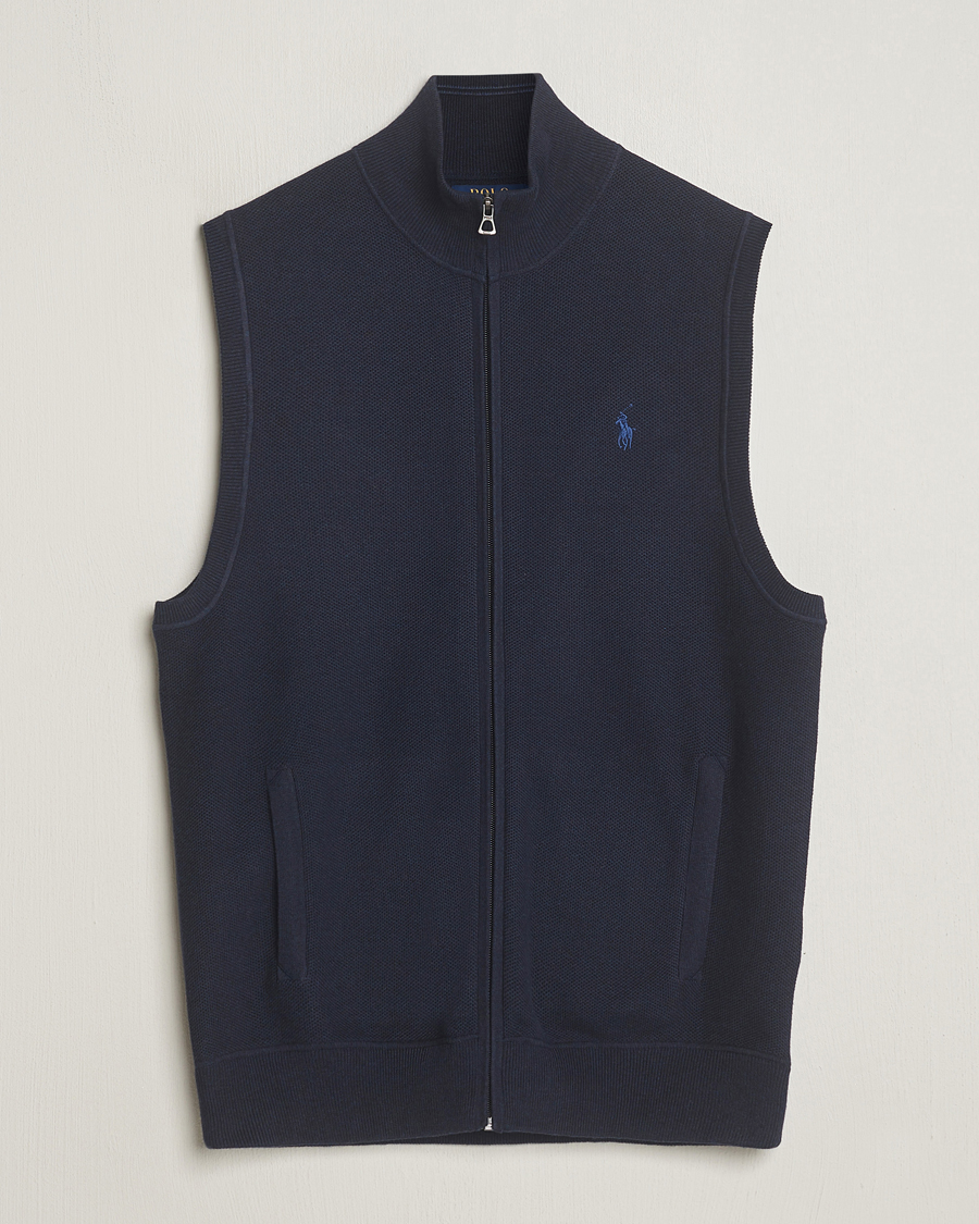 Herre | Gensere | Polo Ralph Lauren | Cotton Full-Zip Vest Navy Heather