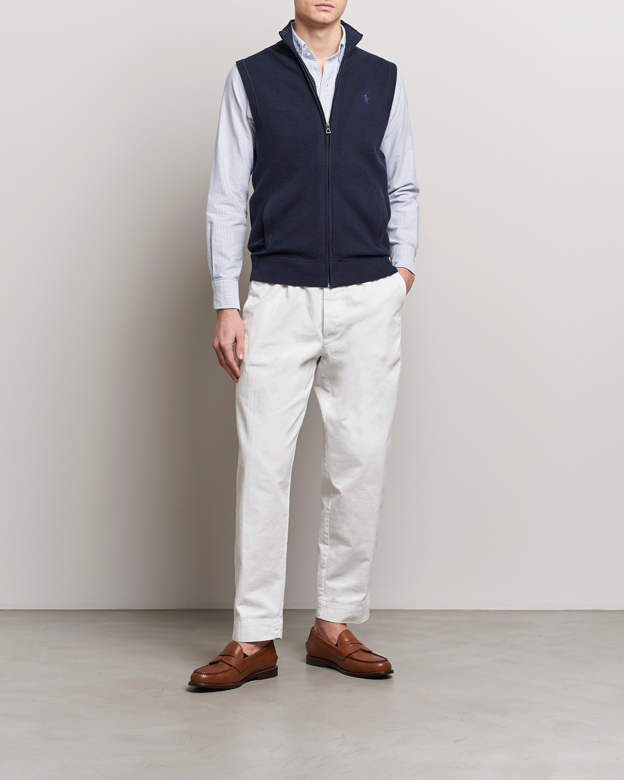 Herre | Gensere | Polo Ralph Lauren | Cotton Full-Zip Vest Navy Heather