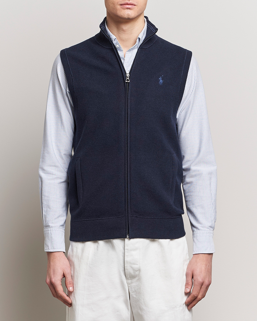 Herre | Gensere | Polo Ralph Lauren | Cotton Full-Zip Vest Navy Heather