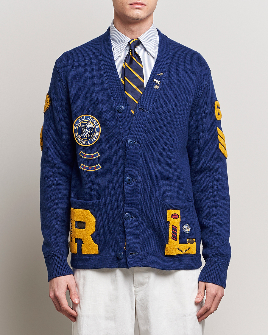 Herre | 20% salg | Polo Ralph Lauren | Cotton Varsity Patch Cardigan Royal Combo