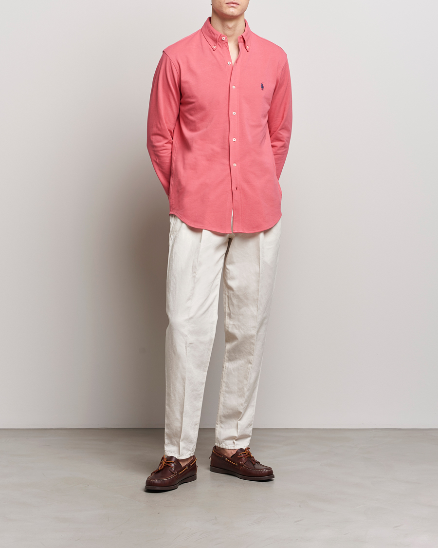 Herre |  | Polo Ralph Lauren | Featherweight Mesh Shirt Pale Red