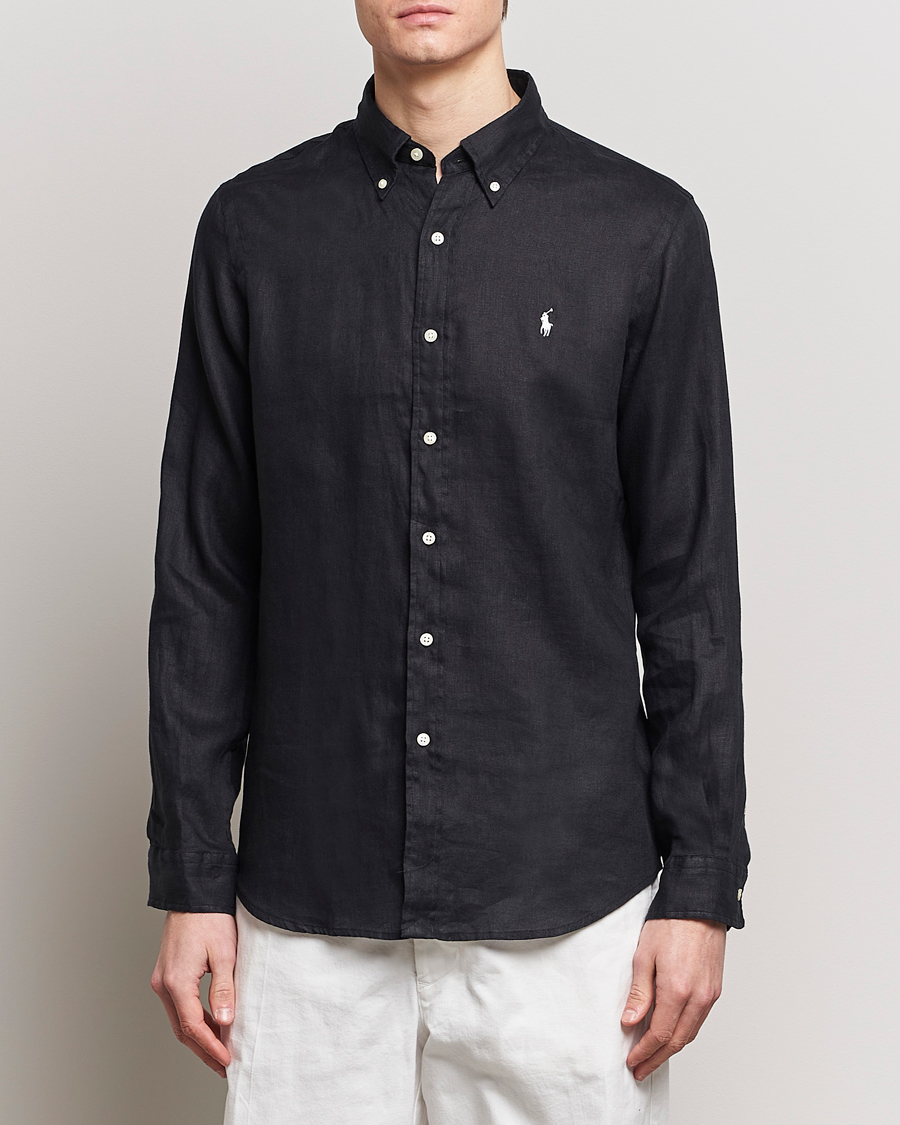 Herre | Klær | Polo Ralph Lauren | Custom Fit Linen Button Down Polo Black