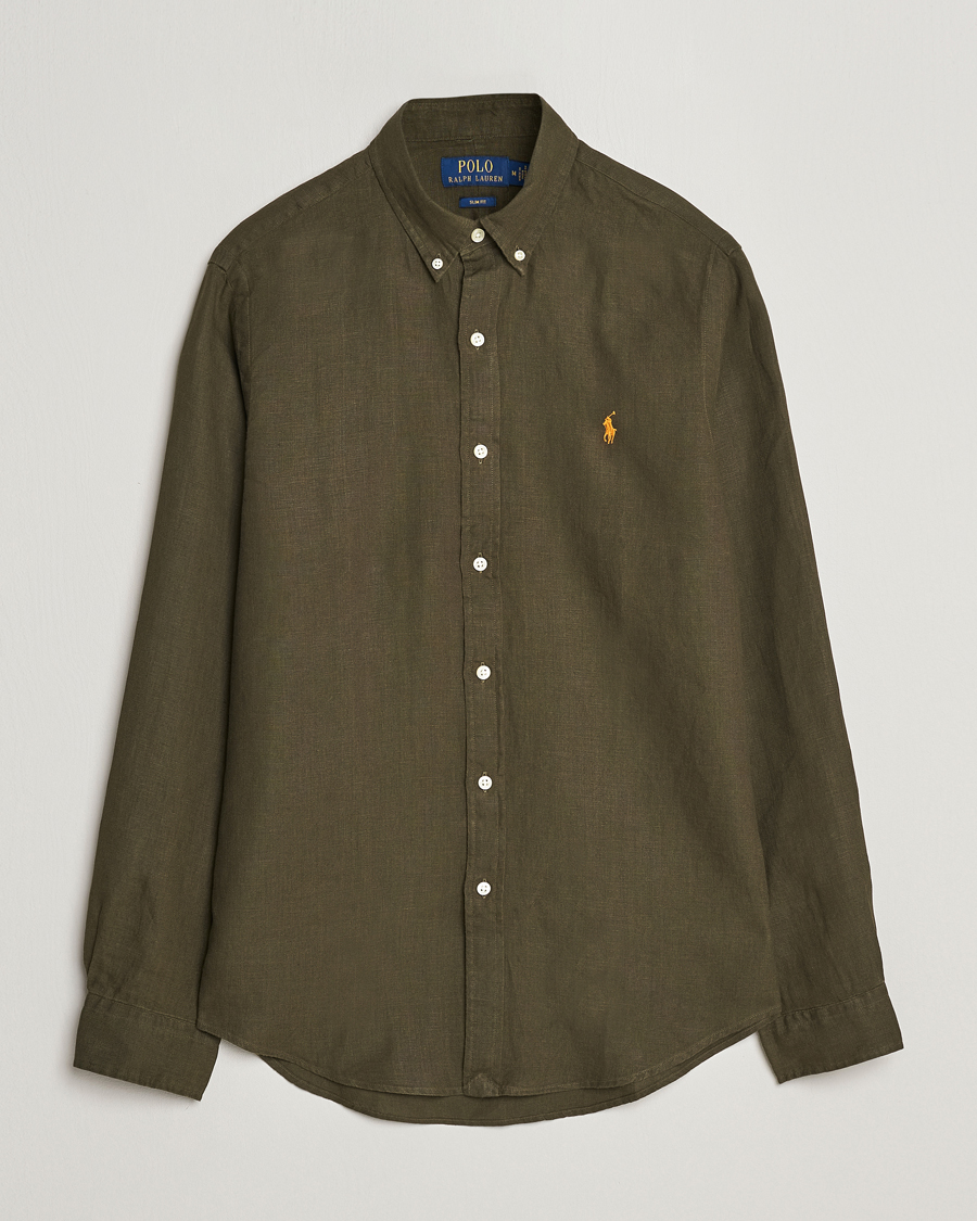 Herre | Skjorter | Polo Ralph Lauren | Slim Fit Linen Button Down Shirt Armadillo