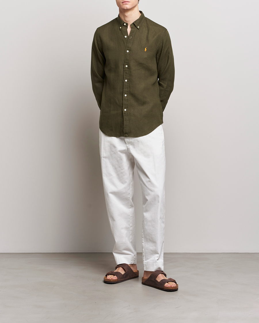 Herre | Skjorter | Polo Ralph Lauren | Slim Fit Linen Button Down Shirt Armadillo