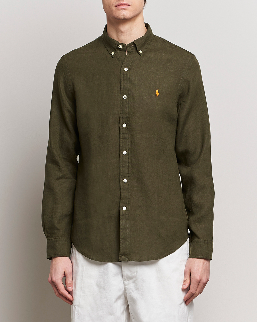 Herre | Skjorter | Polo Ralph Lauren | Slim Fit Linen Button Down Shirt Armadillo