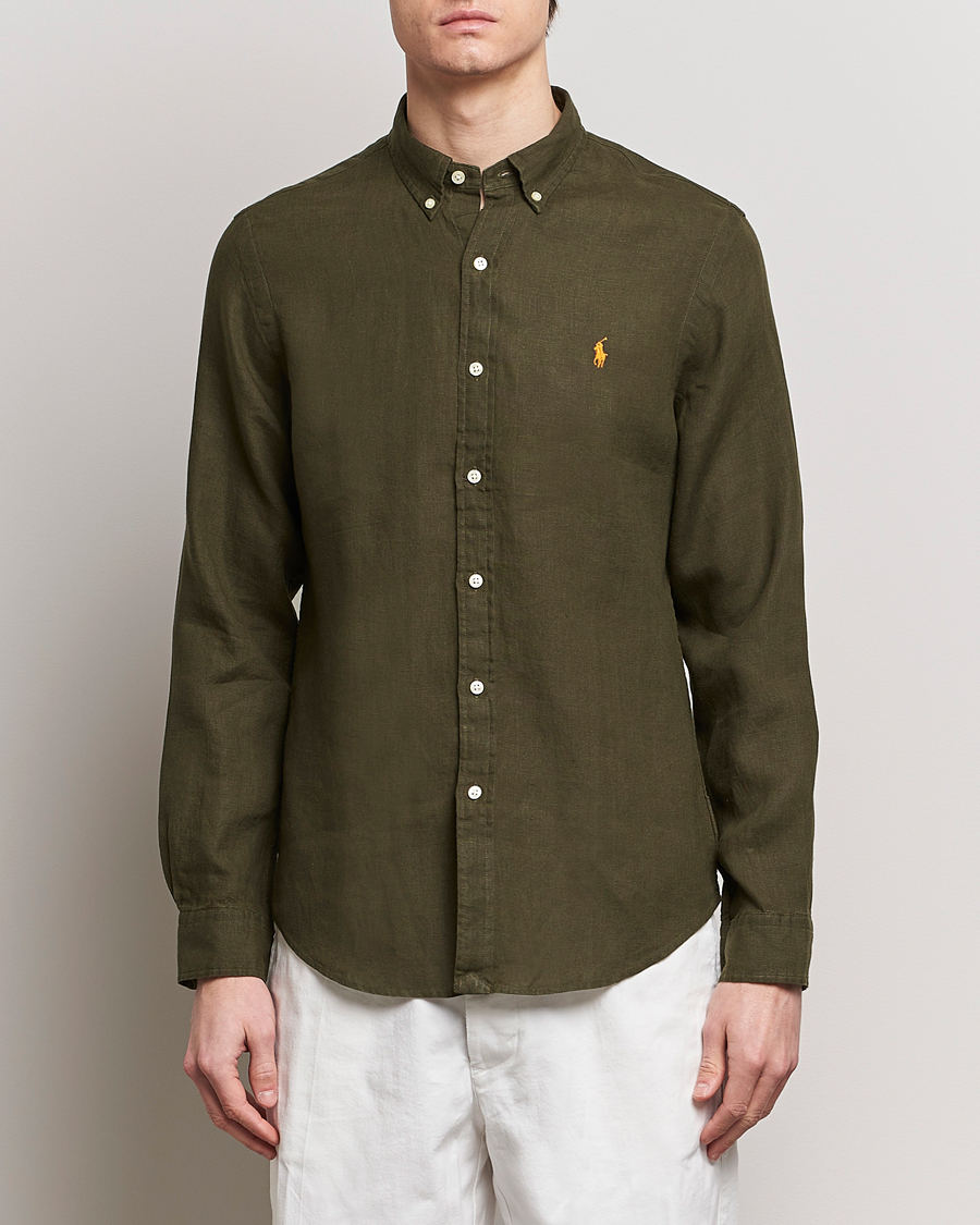 Herre | Linskjorter | Polo Ralph Lauren | Slim Fit Linen Button Down Shirt Armadillo