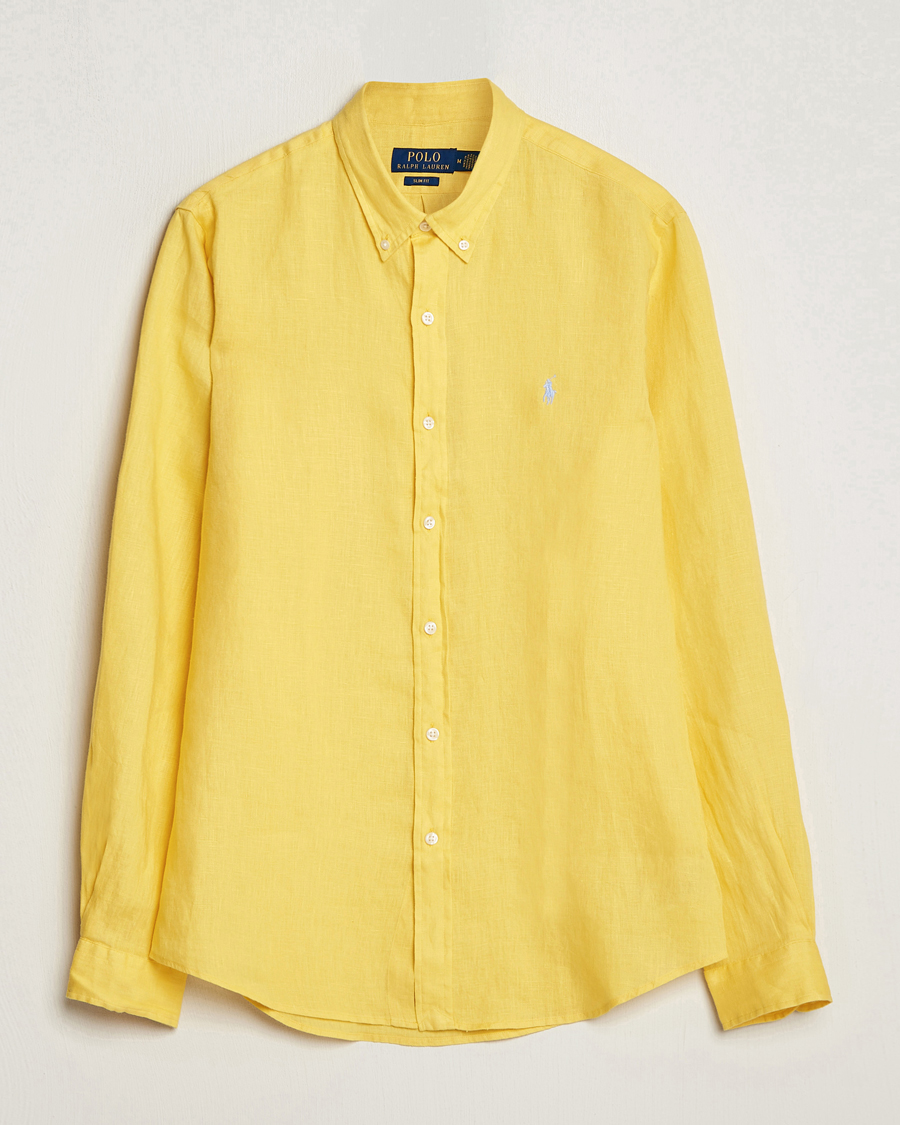 Herre | Skjorter | Polo Ralph Lauren | Slim Fit Linen Button Down Shirt Sunfish Yellow