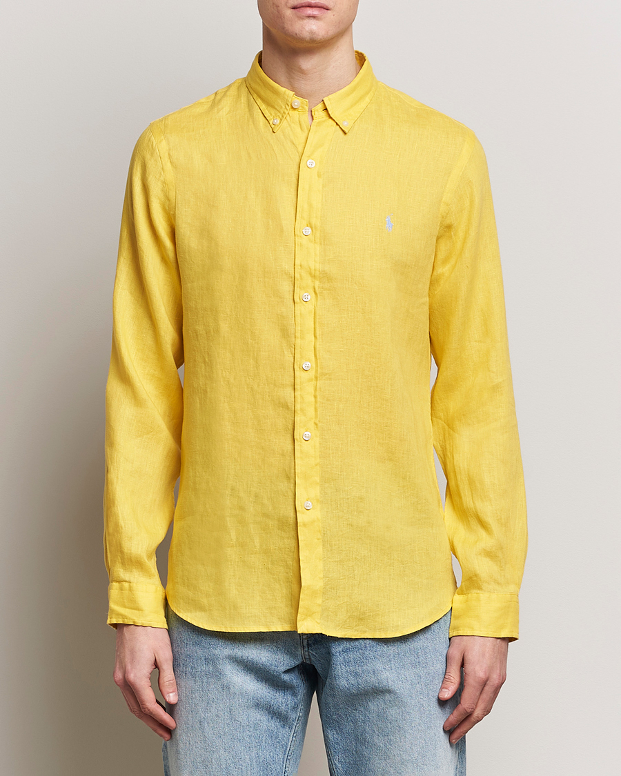 Herre | Avdelinger | Polo Ralph Lauren | Slim Fit Linen Button Down Shirt Sunfish Yellow