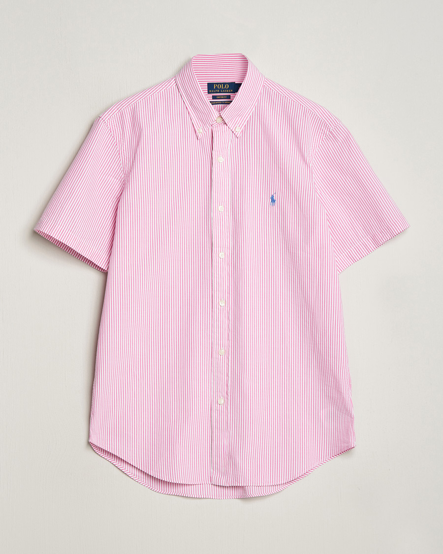 Herre | Skjorter | Polo Ralph Lauren | Seersucker Short Sleeve Striped Shirt Rose/White