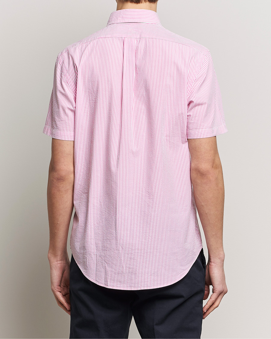 Herre | Skjorter | Polo Ralph Lauren | Seersucker Short Sleeve Striped Shirt Rose/White