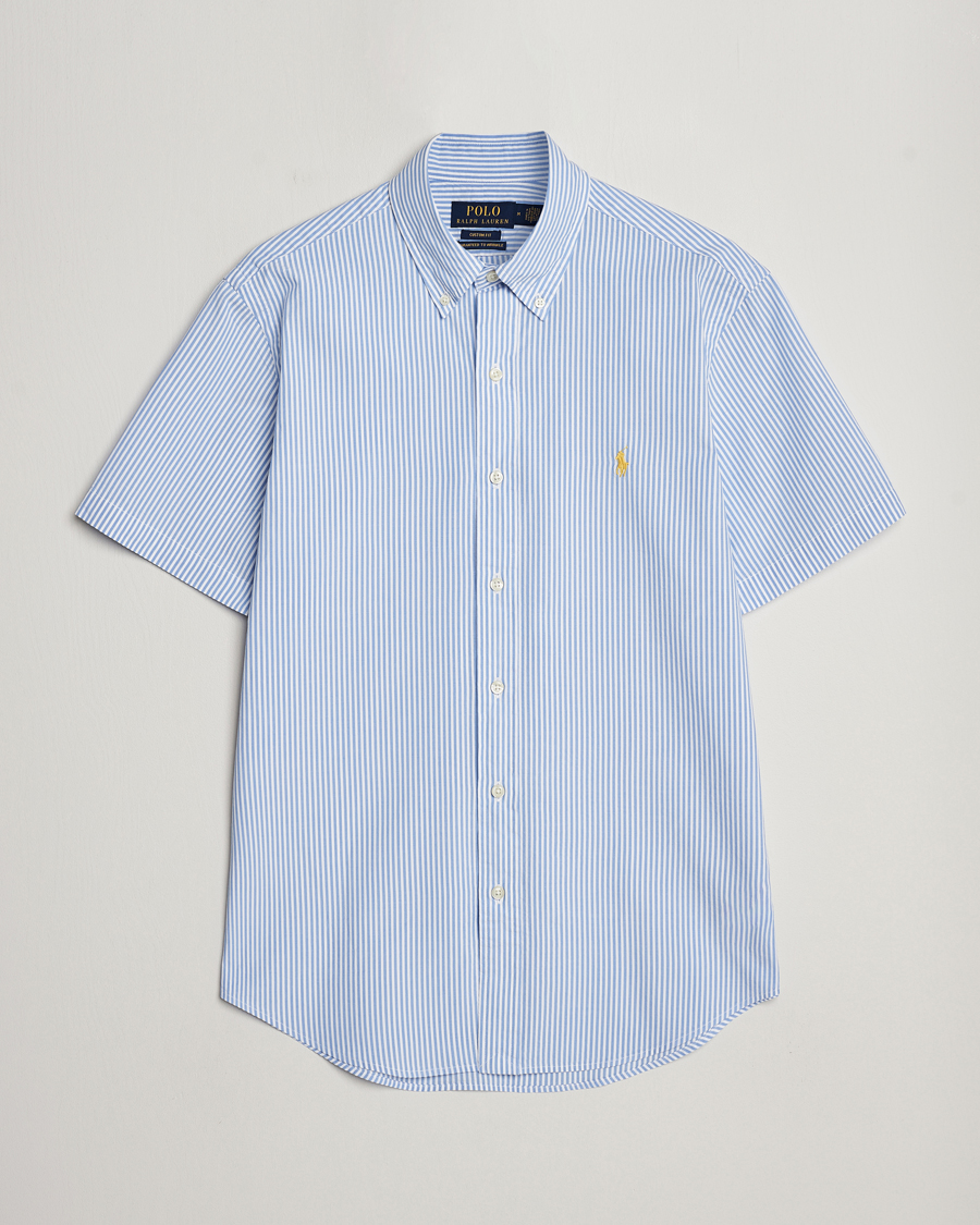 Herre | Skjorter | Polo Ralph Lauren | Seersucker Short Sleeve Striped Shirt Blue/White