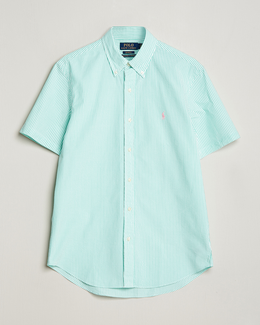 Herre | Skjorter | Polo Ralph Lauren | Seersucker Short Sleeve Striped Shirt Green/White