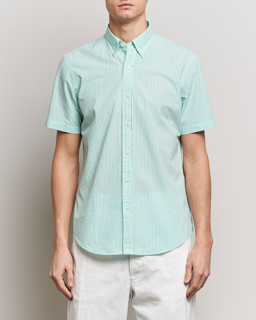 Herre |  | Polo Ralph Lauren | Seersucker Short Sleeve Striped Shirt Green/White