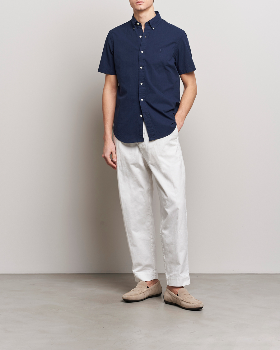 Herre |  | Polo Ralph Lauren | Seersucker Short Sleeve Shirt Astoria Navy