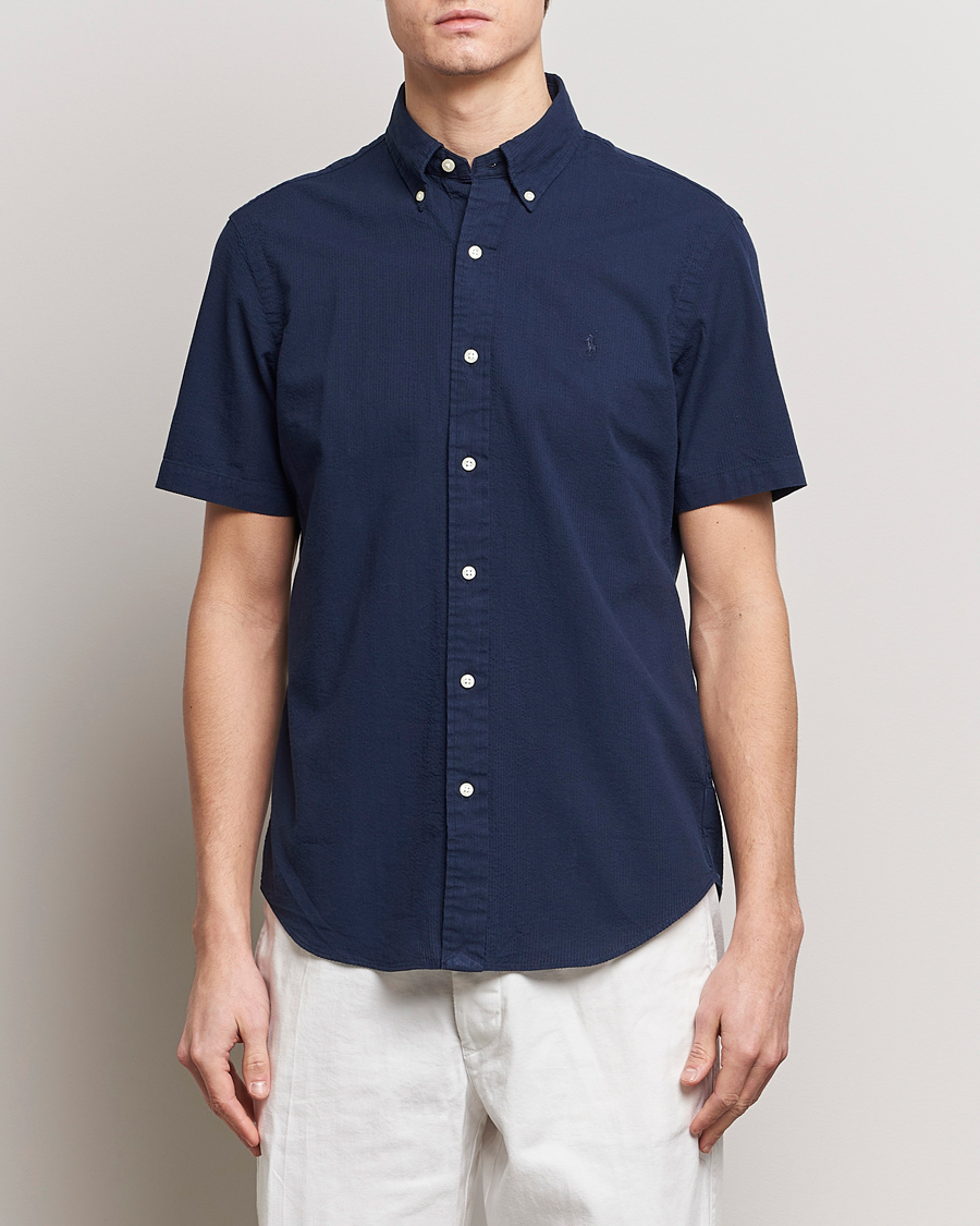 Herre | Skjorter | Polo Ralph Lauren | Seersucker Short Sleeve Shirt Astoria Navy