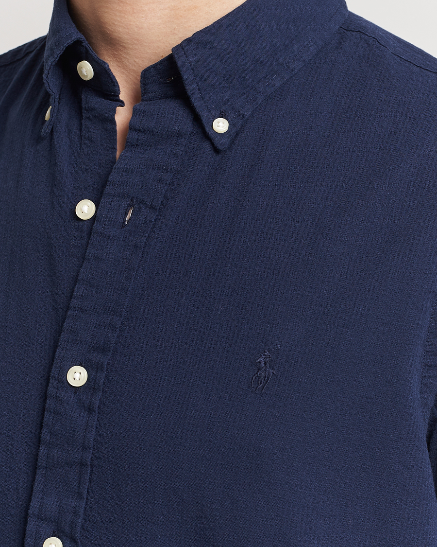 Herre | Skjorter | Polo Ralph Lauren | Seersucker Short Sleeve Shirt Astoria Navy