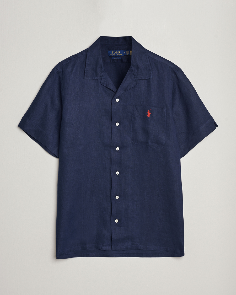 Herre | Skjorter | Polo Ralph Lauren | Linen Pocket Short Sleeve Shirt Newport Navy