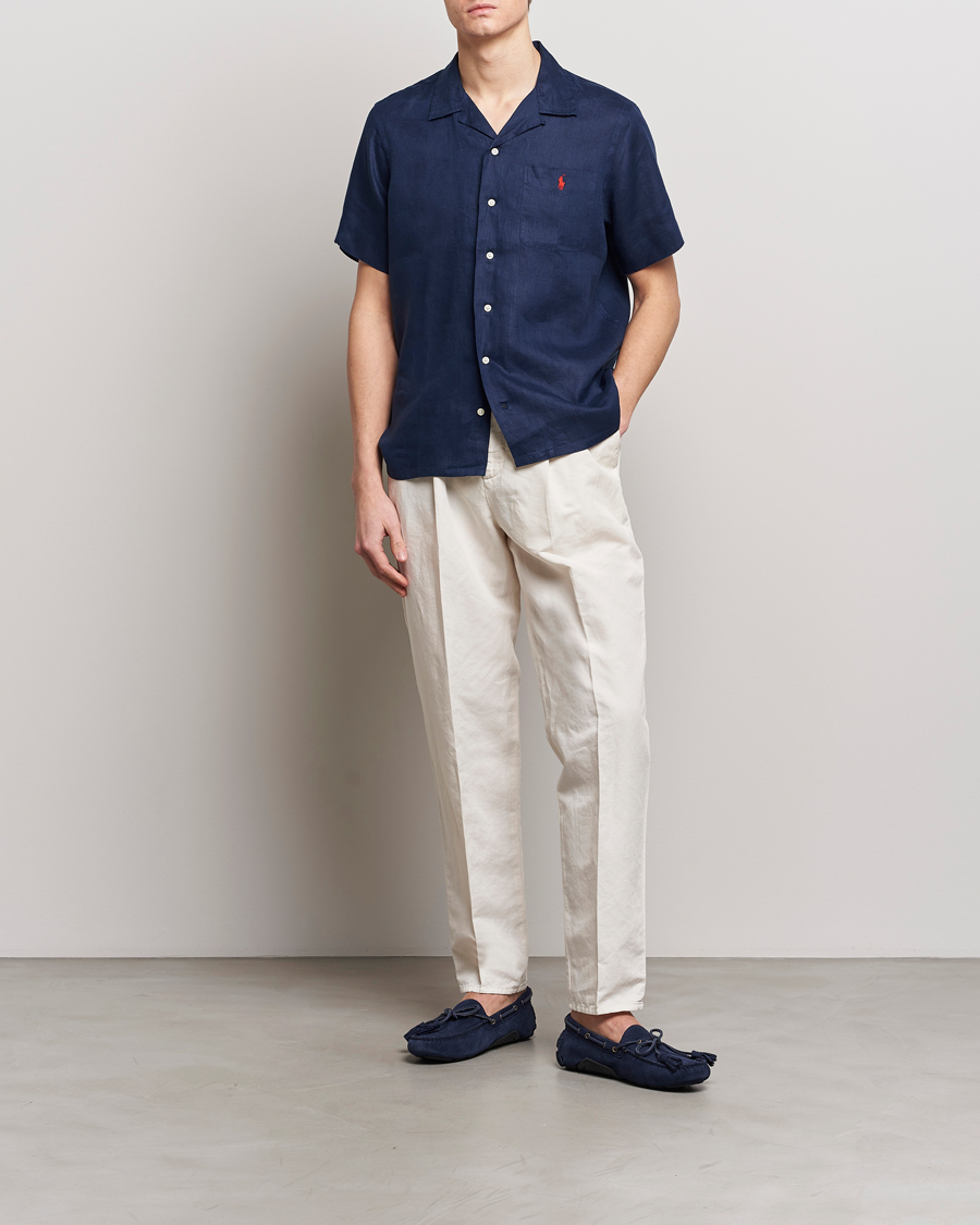 Herre | Skjorter | Polo Ralph Lauren | Linen Pocket Short Sleeve Shirt Newport Navy