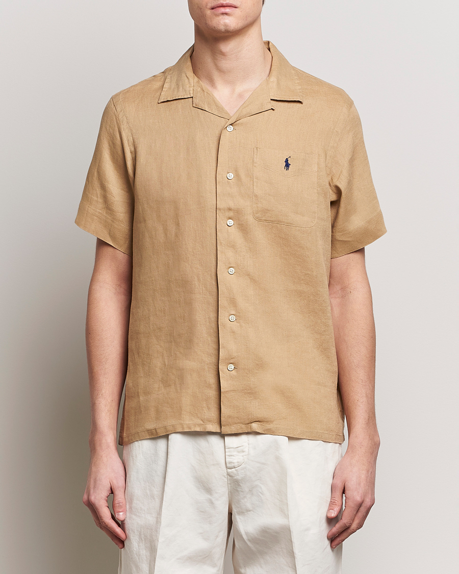 Herre | Casual | Polo Ralph Lauren | Linen Pocket Short Sleeve Shirt Vintage Khaki
