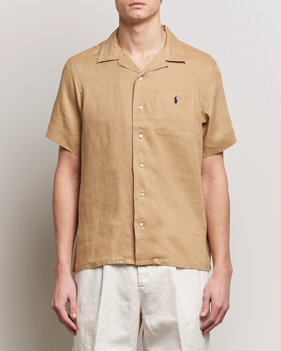 Herre | Skjorter | Polo Ralph Lauren | Linen Pocket Short Sleeve Shirt Vintage Khaki