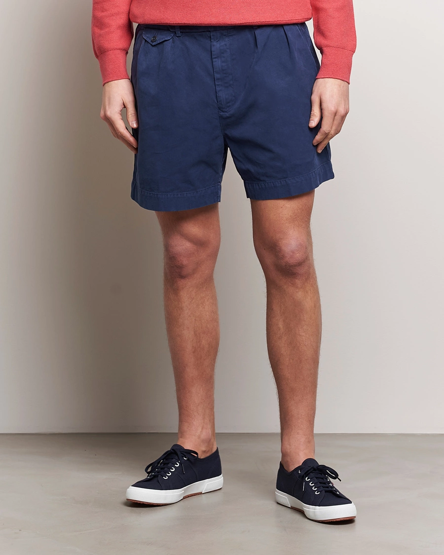 Herre |  | Polo Ralph Lauren | Pleated Featherweight Twill Shorts Newport Navy