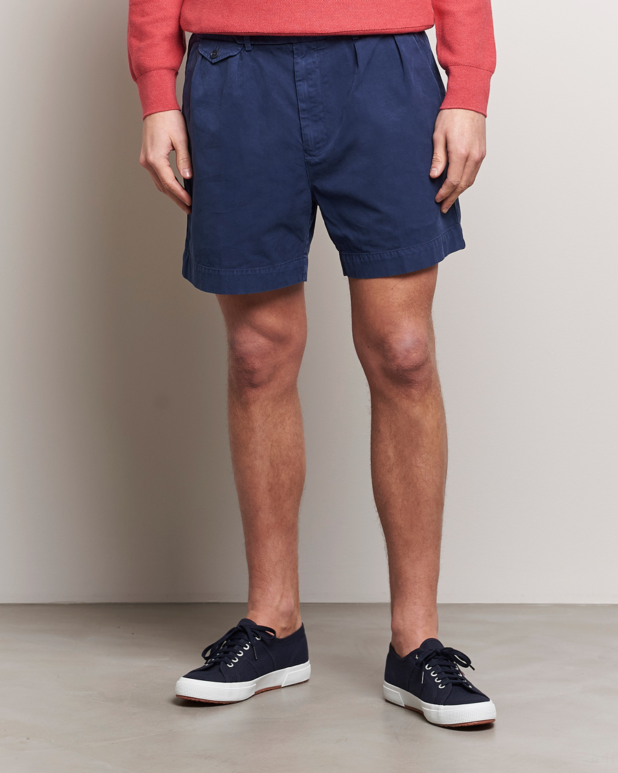 Herre | Shorts | Polo Ralph Lauren | Pleated Featherweight Twill Shorts Newport Navy