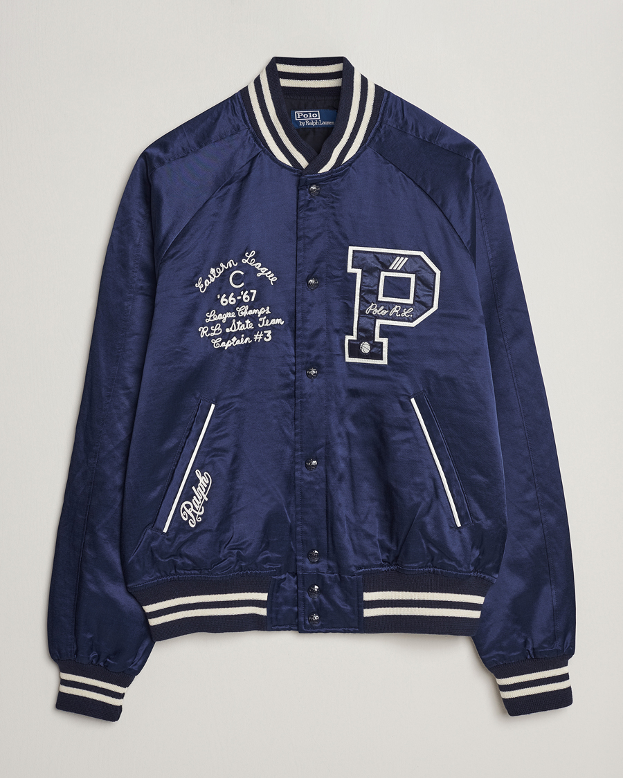 Herre | Jakker | Polo Ralph Lauren | Varsity Bomber Satin Jacket Aviator Navy