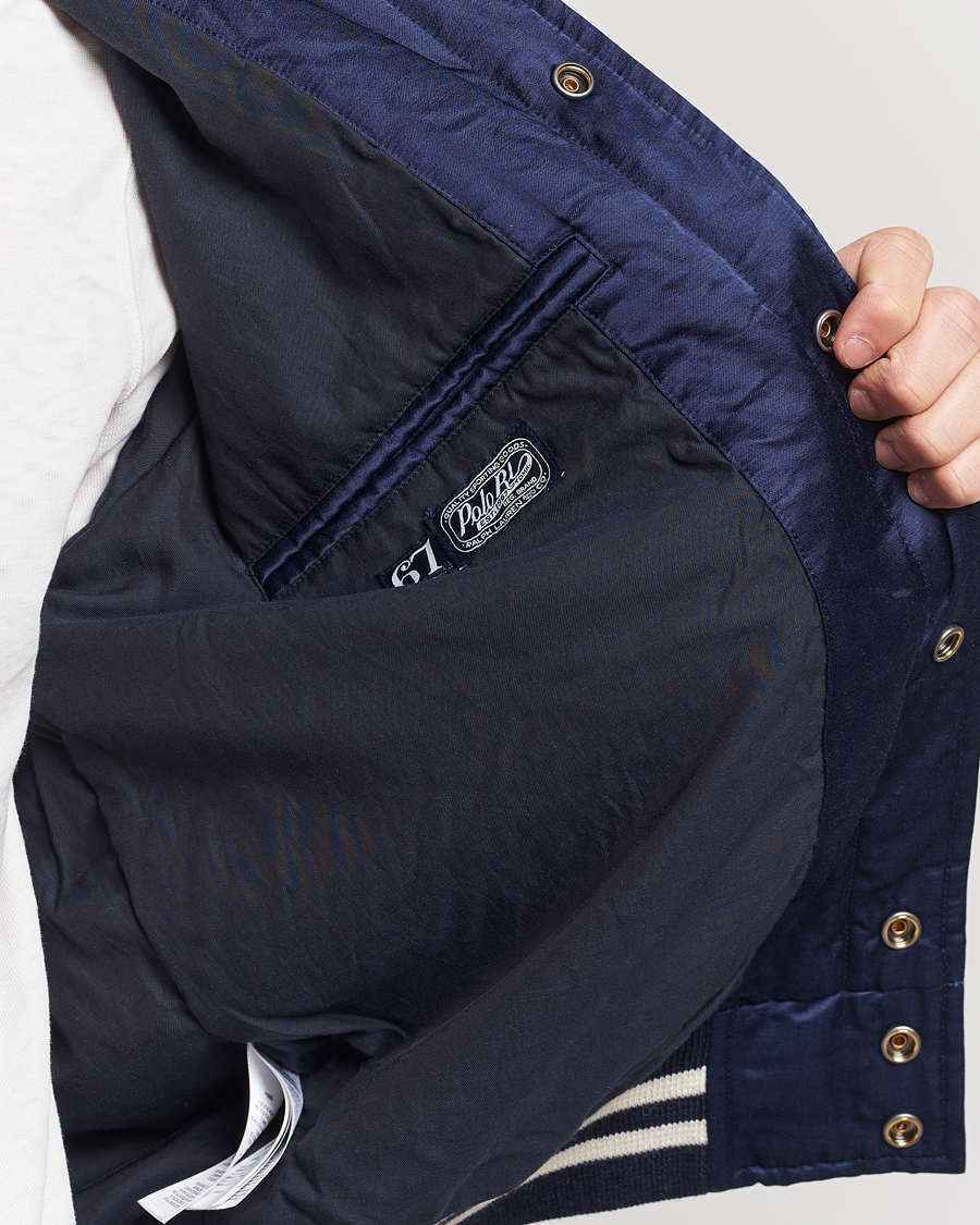 Herre | Jakker | Polo Ralph Lauren | Varsity Bomber Satin Jacket Aviator Navy