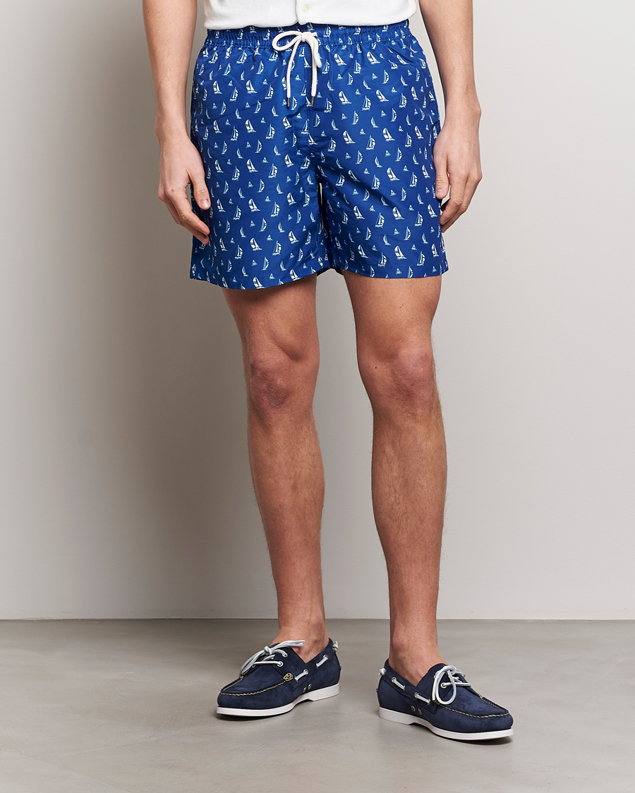 Herr | Snörade Badbyxor | Polo Ralph Lauren | Recycled Traveler Printed Swimshorts Blue Sail