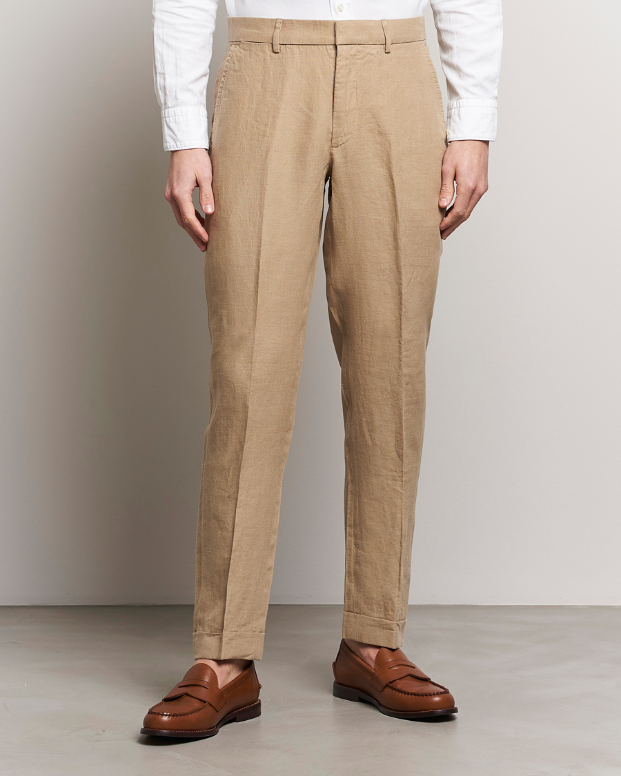 Herre | World of Ralph Lauren | Polo Ralph Lauren | Linen Pleated Trousers Coastal Beige