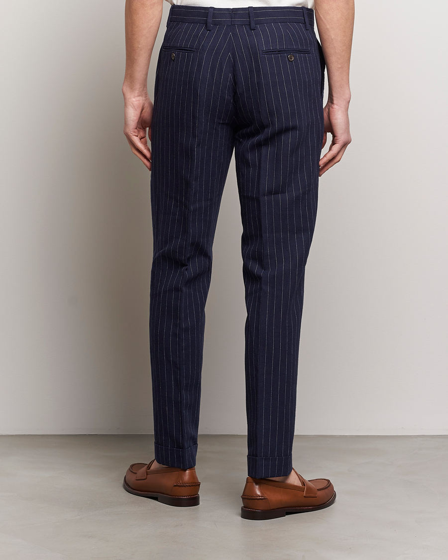 Herre | Bukser | Polo Ralph Lauren | Linen Pinstripe Trousers Navy/Cream