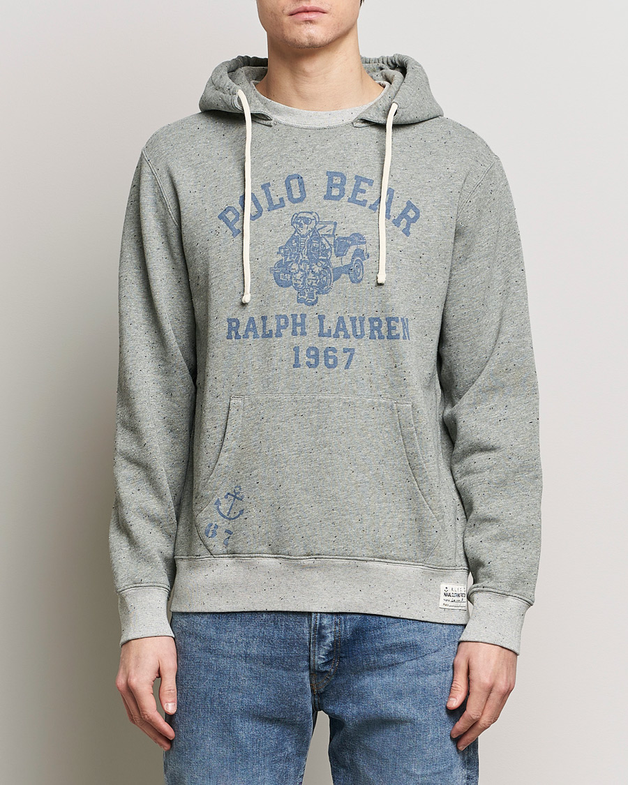 Herre | Preppy Authentic | Polo Ralph Lauren | Graphic Printed Vintage Fleece Hoodie Loft Heather