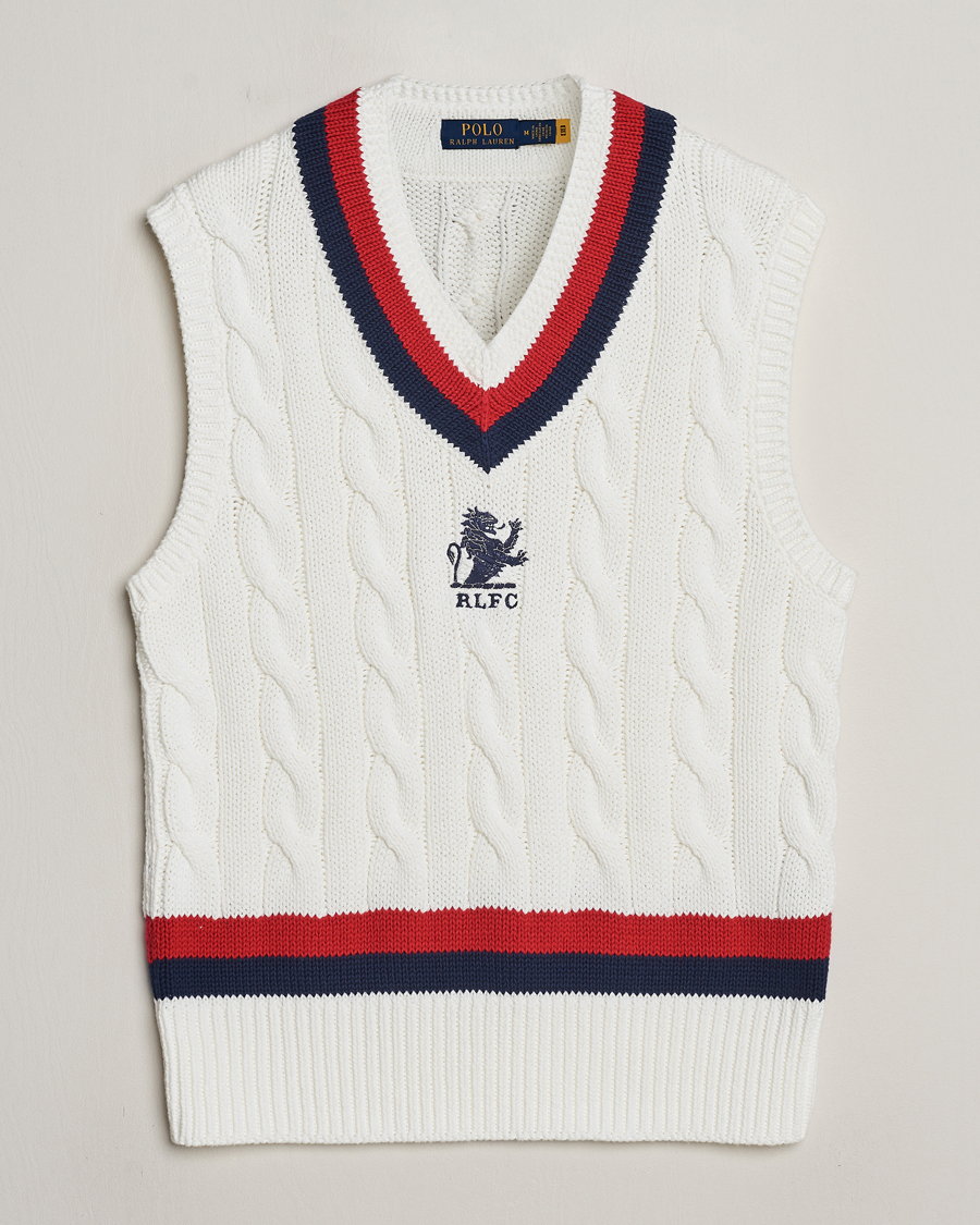 Herre | Gensere | Polo Ralph Lauren | Cotton Knitted Cricket Vest Deckwash White