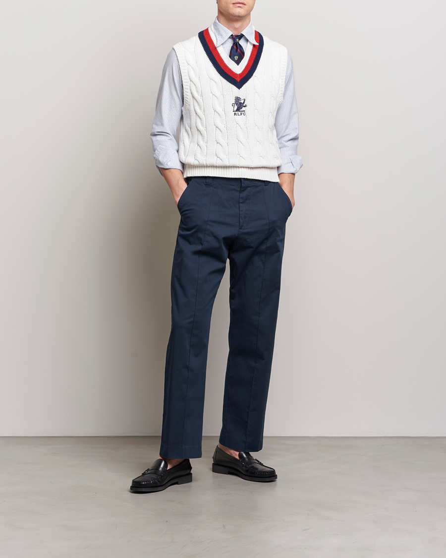 Herre | Gensere | Polo Ralph Lauren | Cotton Knitted Cricket Vest Deckwash White