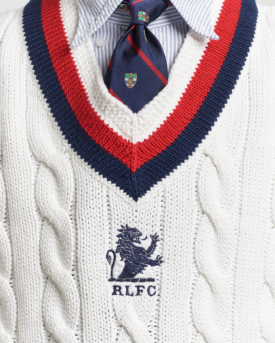 Herre | Gensere | Polo Ralph Lauren | Cotton Knitted Cricket Vest Deckwash White