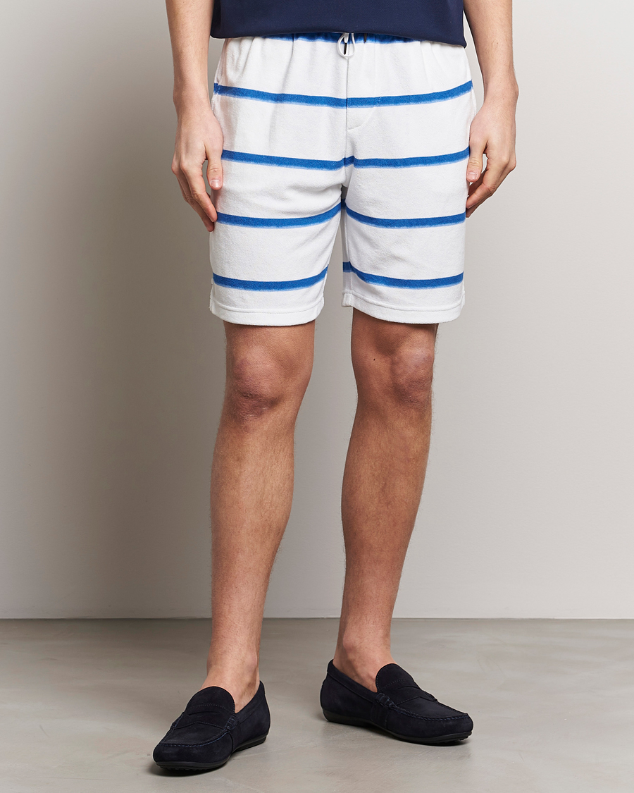 Herre |  | Polo Ralph Lauren | Cotton Terry Striped Drawstring Shorts Blue/White