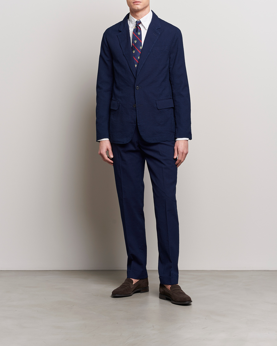 Herre | Bukser | Polo Ralph Lauren | Pleated Seersucker Trousers Indigo