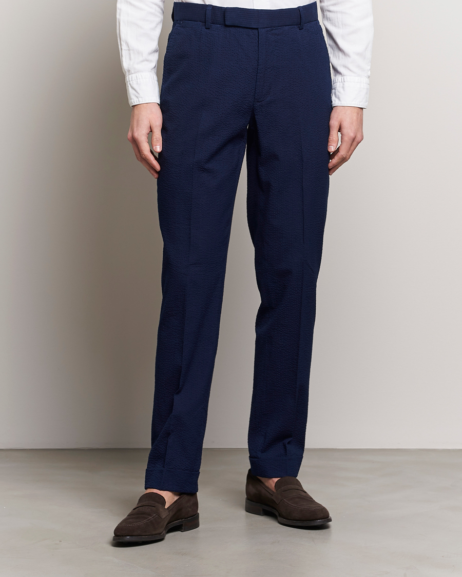 Herr | Byxor | Polo Ralph Lauren | Pleated Seersucker Trousers Indigo