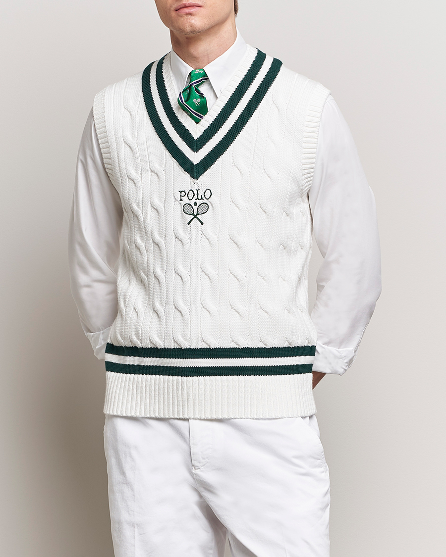 Herre | Nytt i butikken | Polo Ralph Lauren | Wimbledon Cricket Vest White/Moss Agate