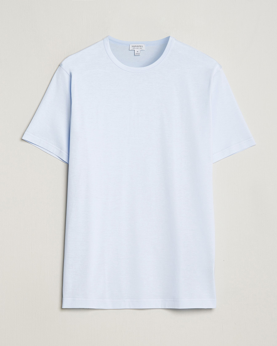 Herre | T-Shirts | Sunspel | Crew Neck Cotton Tee Light Blue