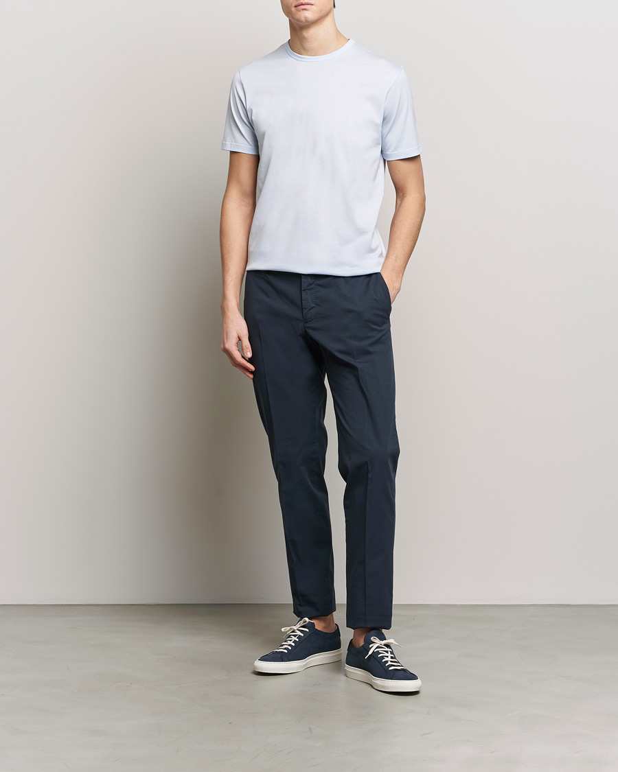 Herre | T-Shirts | Sunspel | Crew Neck Cotton Tee Light Blue