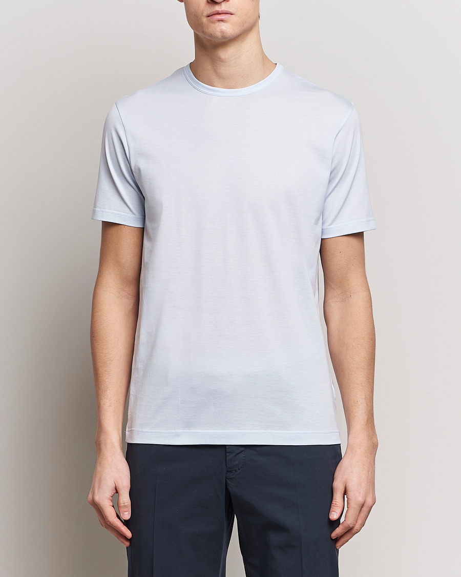 Herre | T-Shirts | Sunspel | Crew Neck Cotton Tee Light Blue