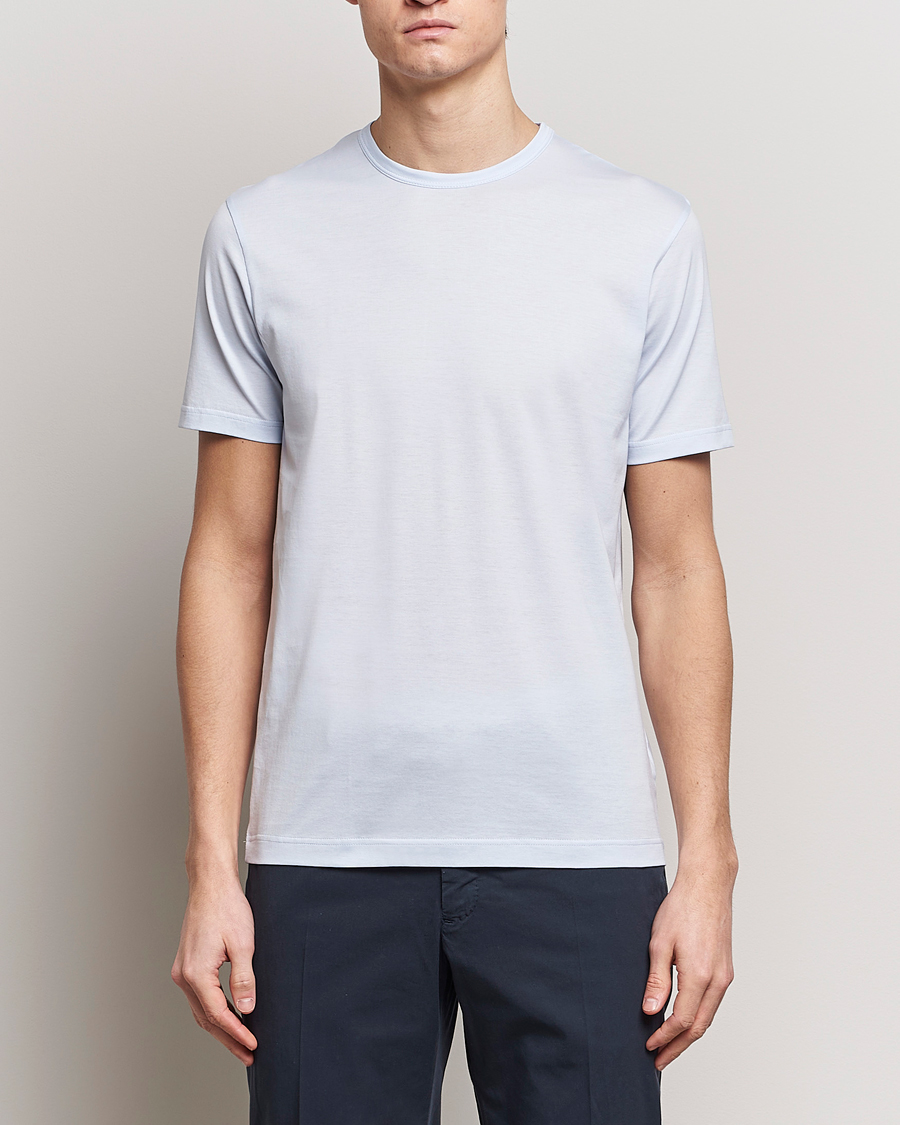 Herre | Klær | Sunspel | Crew Neck Cotton Tee Light Blue