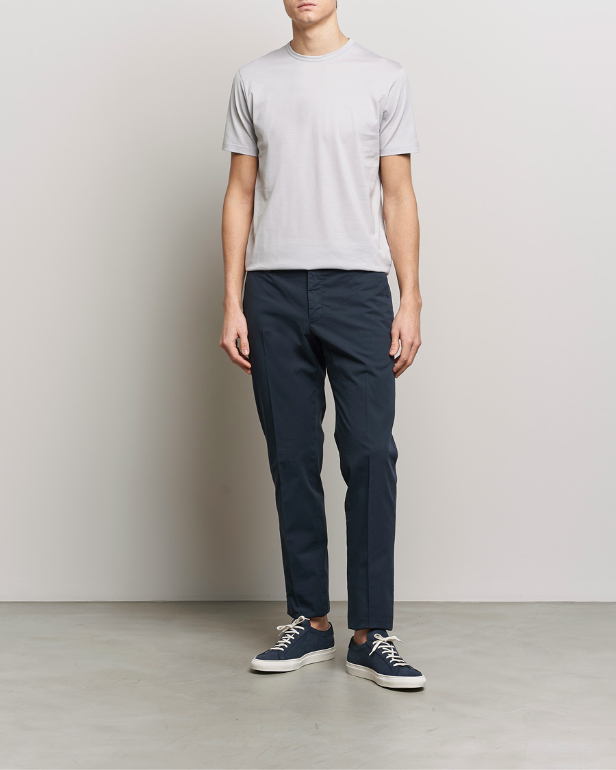 Herre | T-Shirts | Sunspel | Crew Neck Cotton Tee Smoke