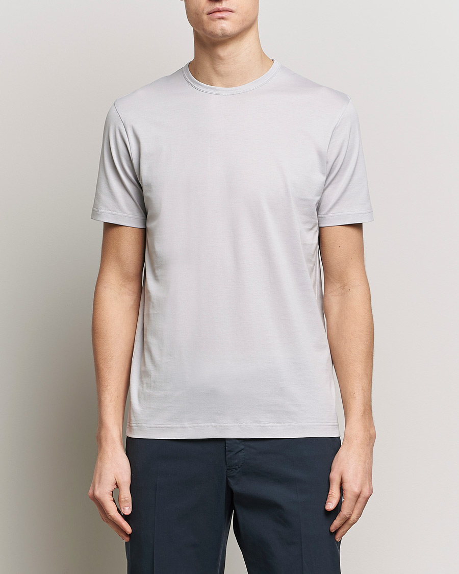 Herre | T-Shirts | Sunspel | Crew Neck Cotton Tee Smoke
