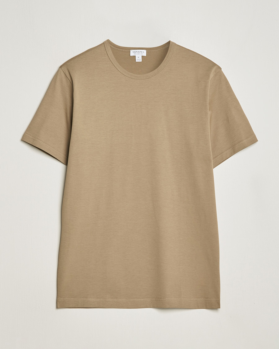 Herre | T-Shirts | Sunspel | Crew Neck Cotton Tee Dark Stone