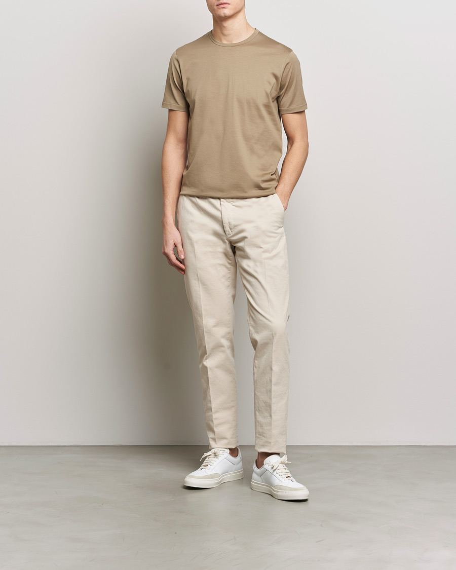 Herre | T-Shirts | Sunspel | Crew Neck Cotton Tee Dark Stone